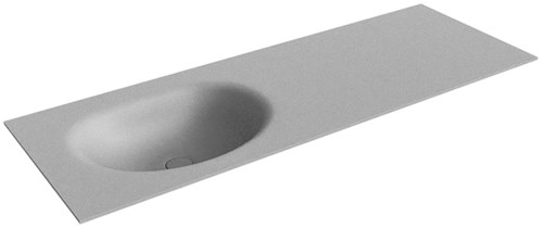 MOON Plata solid surface inbouw wastafel 130cm. Positie wasbak Links. 