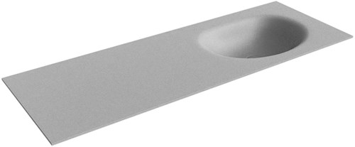 MOON Plata solid surface inbouw wastafel 130cm. Positie wasbak Rechts. 