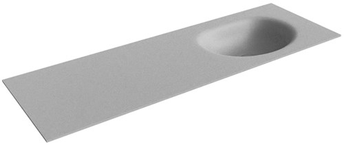 MOON Plata solid surface inbouw wastafel 141cm. Positie wasbak Rechts. 