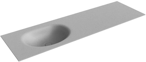 MOON Plata solid surface inbouw wastafel 151cm. Positie wasbak Links. 