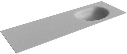 MOON Plata solid surface inbouw wastafel 151cm. Positie wasbak Rechts. 