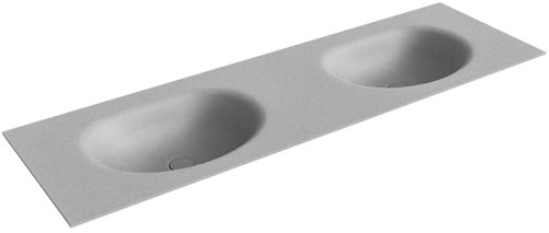 MOON Plata solid surface inbouw wastafel 151cm. Positie wasbak Dubbel. 