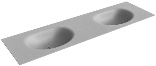MOON Plata solid surface inbouw wastafel 160cm. Positie wasbak Dubbel. 