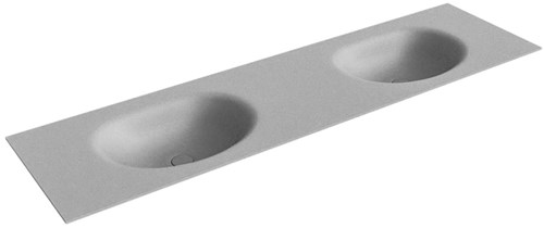 MOON Plata solid surface inbouw wastafel 170cm. Positie wasbak Dubbel. 