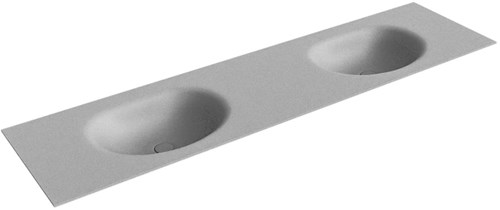 MOON Plata solid surface inbouw wastafel 180cm. Positie wasbak Dubbel. 