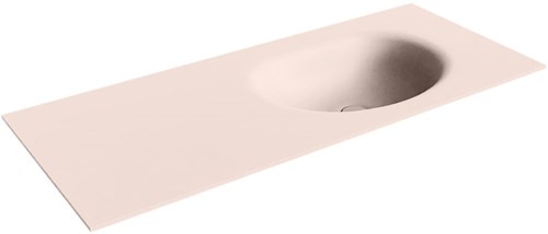 MOON Rosee solid surface inbouw wastafel 111cm. Positie wasbak Rechts. 