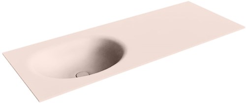 MOON Rosee solid surface inbouw wastafel 121cm. Positie wasbak Links. 