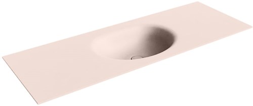 MOON Rosee solid surface inbouw wastafel 131cm. Positie wasbak Midden. 