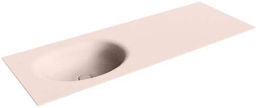 MOON Rosee solid surface inbouw wastafel 130cm. Positie wasbak Links. 