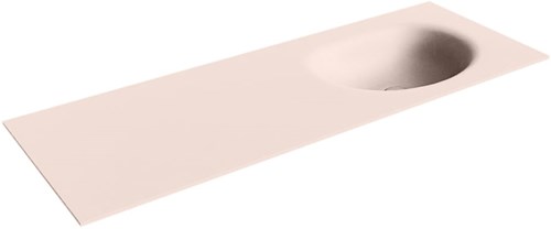 MOON Rosee solid surface inbouw wastafel 131cm. Positie wasbak Rechts. 