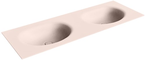 MOON Rosee solid surface inbouw wastafel 130cm. Positie wasbak Dubbel. 