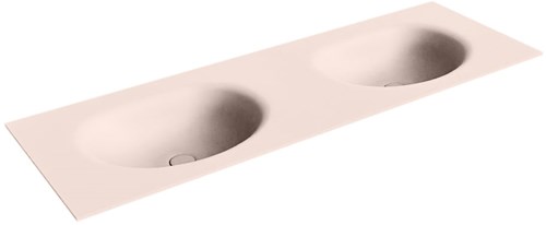 MOON Rosee solid surface inbouw wastafel 141cm. Positie wasbak Dubbel. 