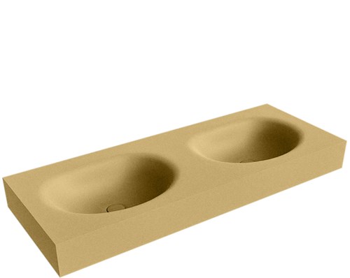 MOON Oro vrijhangende wastafel 120cm. Positie wasbak Dubbel rand 12cm. 