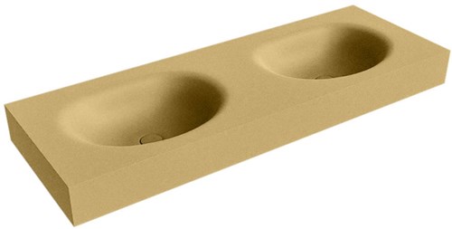 MOON Oro vrijhangende wastafel 130cm. Positie wasbak Dubbel rand 12cm. 