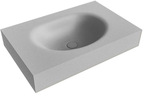 MOON Plata vrijhangende wastafel 71cm. Positie wasbak Midden rand 12cm. 
