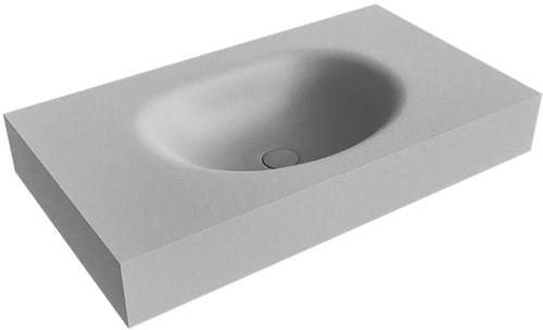 MOON Plata vrijhangende wastafel 80cm. Positie wasbak Midden rand 12cm. 