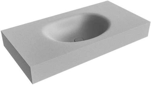 MOON Plata vrijhangende wastafel 90cm. Positie wasbak Midden rand 12cm. 