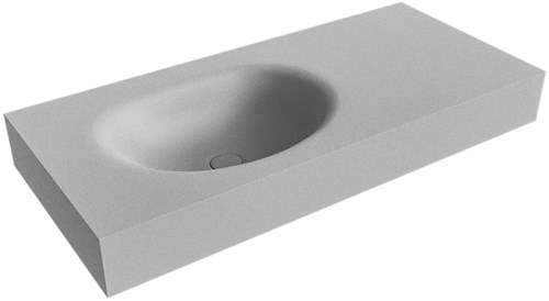 MOON Plata vrijhangende wastafel 101cm. Positie wasbak Links rand 12cm. 