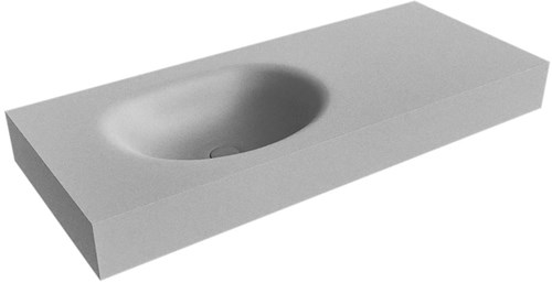 MOON Plata vrijhangende wastafel 110cm. Positie wasbak Links rand 12cm. 
