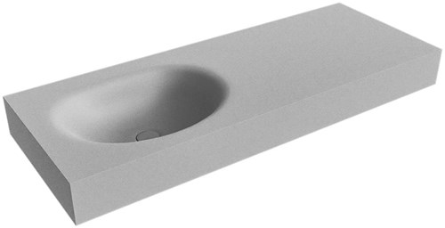 MOON Plata vrijhangende wastafel 120cm. Positie wasbak Links rand 12cm. 