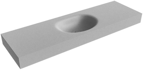 MOON Plata vrijhangende wastafel 151cm. Positie wasbak Midden rand 12cm. 