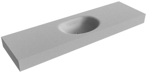 MOON Plata vrijhangende wastafel 161cm. Positie wasbak Midden rand 12cm. 