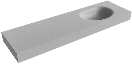 MOON Plata vrijhangende wastafel 160cm. Positie wasbak Rechts rand 12cm. 