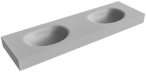 MOON Plata vrijhangende wastafel 160cm. Positie wasbak Dubbel rand 12cm. 