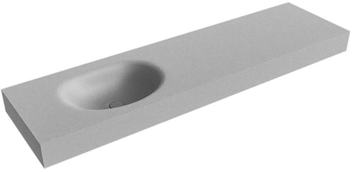 MOON Plata vrijhangende wastafel 170cm. Positie wasbak Links rand 12cm. 