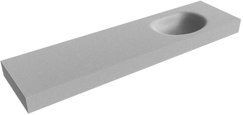 MOON Plata vrijhangende wastafel 180cm. Positie wasbak Rechts rand 12cm. 