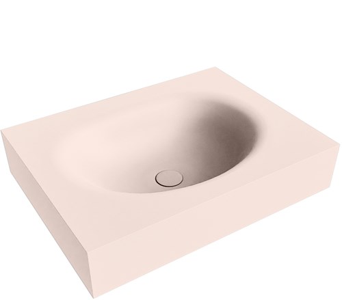 MOON Rosee vrijhangende wastafel 60cm. Positie wasbak Midden rand 12cm. 