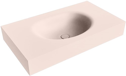 MOON Rosee vrijhangende wastafel 81cm. Positie wasbak Midden rand 12cm. 
