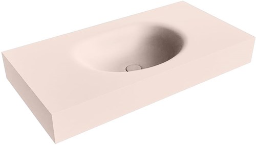MOON Rosee vrijhangende wastafel 90cm. Positie wasbak Midden rand 12cm. 