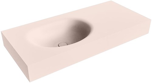 MOON Rosee vrijhangende wastafel 101cm. Positie wasbak Links rand 12cm. 