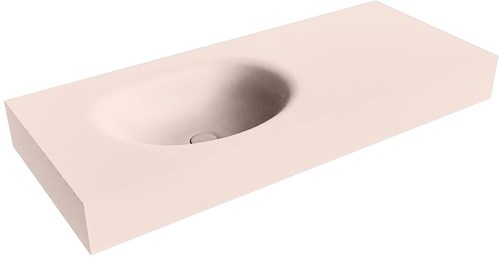 MOON Rosee vrijhangende wastafel 110cm. Positie wasbak Links rand 12cm. 