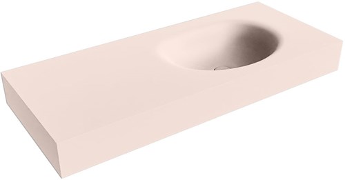 MOON Rosee vrijhangende wastafel 111cm. Positie wasbak Rechts rand 12cm. 