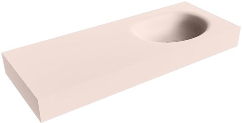 MOON Rosee vrijhangende wastafel 121cm. Positie wasbak Rechts rand 12cm. 