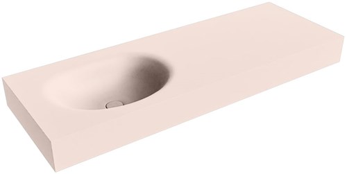 MOON Rosee vrijhangende wastafel 130cm. Positie wasbak Links rand 12cm. 