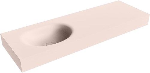 MOON Rosee vrijhangende wastafel 140cm. Positie wasbak Links rand 12cm. 
