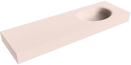 MOON Rosee vrijhangende wastafel 150cm. Positie wasbak Rechts rand 12cm. 