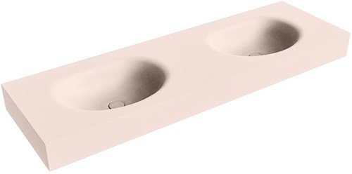 MOON Rosee vrijhangende wastafel 151cm. Positie wasbak Dubbel rand 12cm. 