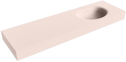 MOON Rosee vrijhangende wastafel 161cm. Positie wasbak Rechts rand 12cm. 