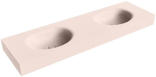 MOON Rosee vrijhangende wastafel 160cm. Positie wasbak Dubbel rand 12cm. 