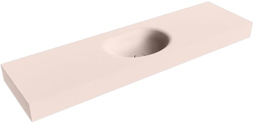 MOON Rosee vrijhangende wastafel 170cm. Positie wasbak Midden rand 12cm. 