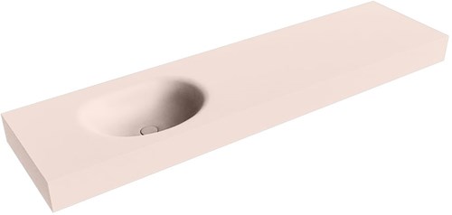 MOON Rosee vrijhangende wastafel 180cm. Positie wasbak Links rand 12cm. 
