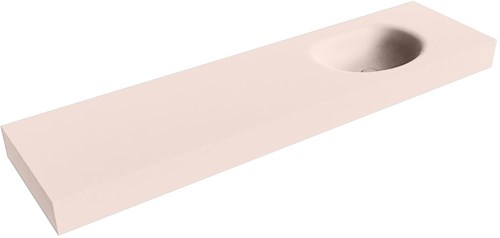 MOON Rosee vrijhangende wastafel 180cm. Positie wasbak Rechts rand 12cm. 