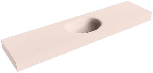 MOON Rosee vrijhangende wastafel 190cm. Positie wasbak Midden rand 12cm. 