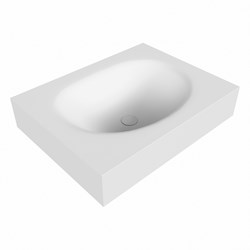 MOON Talc Lavabo sospeso à parete solid surface 60cm. Posizione lavabo Mittig bordo 12cm.