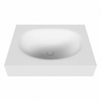 MOON Talc Lavabo mural solid surface 61cm. Position lavabo Centrée rebord 12cm.-2