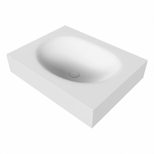MOON Talc Lavabo sospeso à parete solid surface 61cm. Posizione lavabo Mittig bordo 12cm.-3